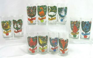 12 Days Of Christmas Vintage Indiana Glass Complete Set With Verses Replacements