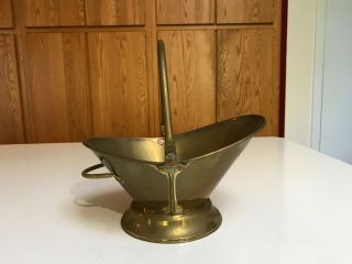 Vintage Brass Coal Ash Scuttle Bucket Ornate Handle