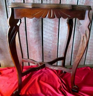 Antique Carved Wooden Cherry Wood Side Table