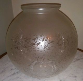 Antique Etched Glass Oil Lamp Shade/globe