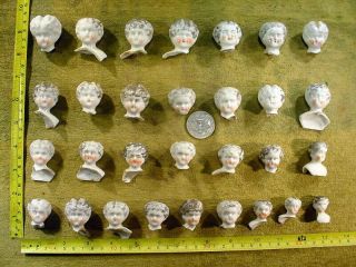 30 X Excavated Vintage Victorian Faded Painted Shoulder Plate Doll Head Age 1860