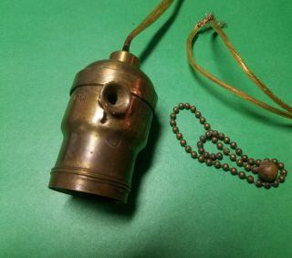 Vintage Hubbell Brass Fatboy Socket With Pull Chain