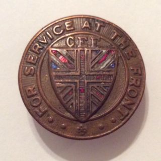 Ww1 Canada Cef “for Service At The Front” Enamel Badge Pin Numbered