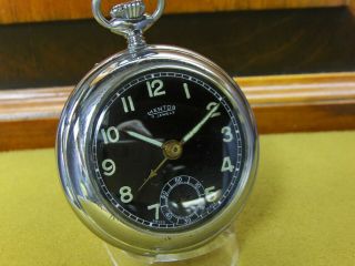 Serviced 18s 7j Swiss Mentor Alarm Pocket Watch 1940 - 45 Approx