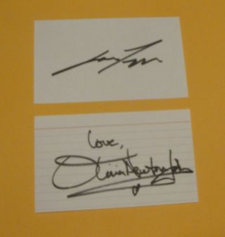John Travolta Signed & Olivia Newton John Signed Index Card Autographs Grease