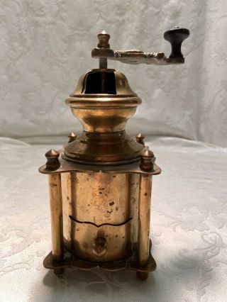 Antique Solid Brass Coffee Grinder With Figural Mermaid Handle