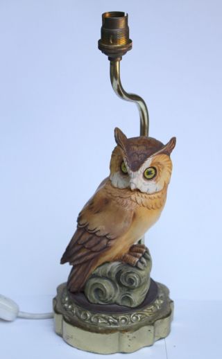 Tawny Owl Vintage 1970s 60s Kitsch Bird Lamp