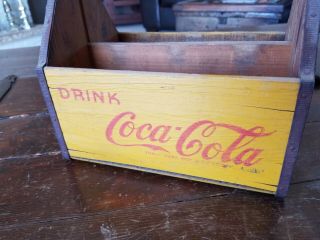 Vintage Antique Coca Cola Wooden Carrying Crate Carrier Pristine 3