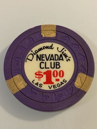 DIAMOND JIM ' S NEVADA CLUB $1 Casino Chip Las Vegas Nevada 3.  99 2