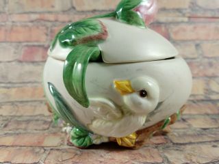 Fitz And Floyd Classic Sugar Bowl Lid & Spoon Duck Egg Chick Cute
