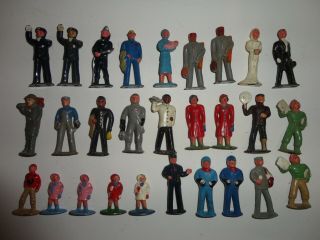 28 - Vintage Barclay Lead Toy Die Cast Figures Railroad Workers Train 1 1/2 Inch