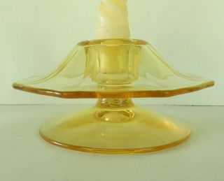 Vintage Yellow Glass 2 Tier Candle Holder Candlestick Depression (?)