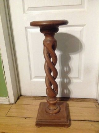 Vintage Victorian Wooden Twisted Pedestal Plant Holder Italy 28 " Tall