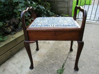 Fab Antique Victorian Wooden Oak? Piano Stool W/ Storage & Handles Morris TLC 2