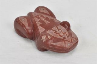Brandon Phillips Zuni Native American Carved Pipestone Frog Fetish Red Toad