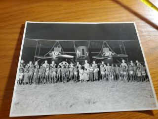 Ww1 Photo Of 28th Aero Squadron Bomber Airplane With Pilots And Native Group