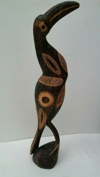 16 " Vintage Hand Carved Wood African Water Bird Figure Statue