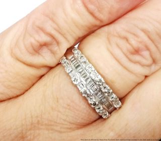 0.  50ctw Fine Baguette Diamond Solid White Gold Ladies Vintage Band Ring Size 7 3
