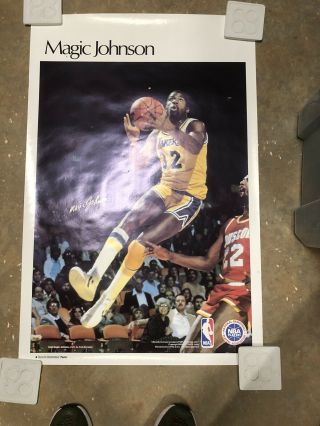 Vintage Sports Illustrated Magic Johnson Los Angeles Poster 24” X 36” 2