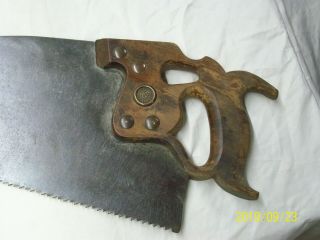 Antique Old Disston & Sons 3 1/2 Hand Saw W/ Thumb Hole (estate Find)