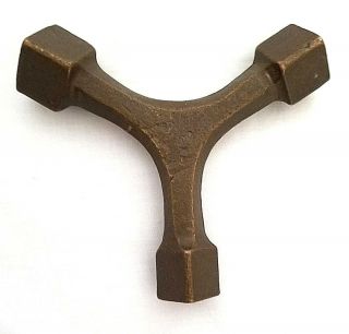 Bed Bolt Wrench,  Horton Brasses,  Cast Bronze,  Three Varied Size Bolt Heads,  4.  5 "