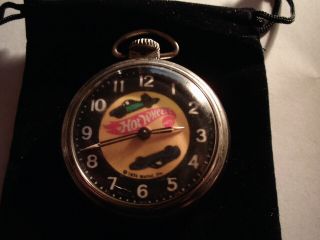 Vintage 16S Pocket Watch Hot wheels Theme Dial & Case Runs Well. 2