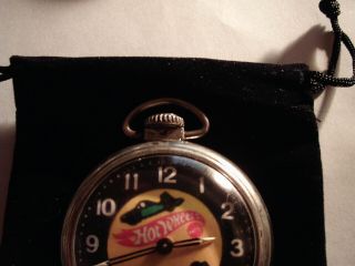 Vintage 16S Pocket Watch Hot wheels Theme Dial & Case Runs Well. 3