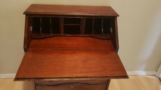 Antique Mahogany Secretary Drop Front Desk,  3 Drawer,  Brass handles Clawed feet 2