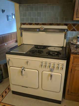 Vintage Chambers Gas Stove Model B,  1940s,  Pots And Cookbook,