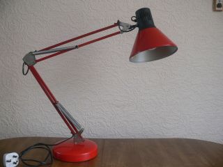 Vintage Anglepoise Style Red Desk/bench Light Lamp