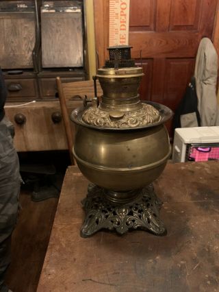 Old Antique Vintage B & H Royal Brass Kerosene Lamp