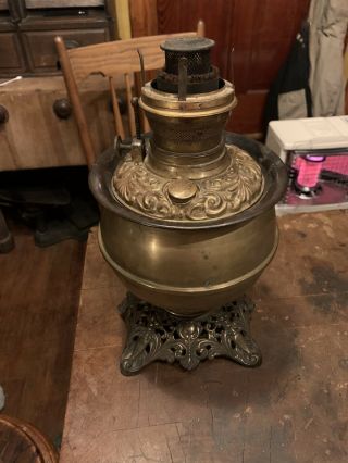 Old Antique Vintage B & H Royal Brass Kerosene Lamp 2
