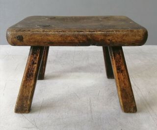 Antique Early 19th Century Folk Art Milking Stool Country Furniture