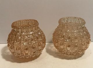Antique Matching Pair Iridescent Glass Shades For Ceiling Light Fixture Or Lamp