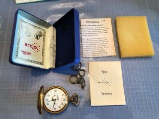 Vintage Arnex 17 Jewels Pocket Watch Swiss Made Never Carried W/papers