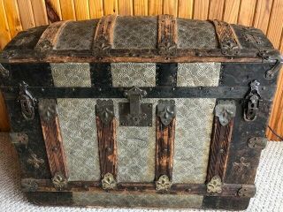 Antique 1880s Dome Top Steamer Trunk