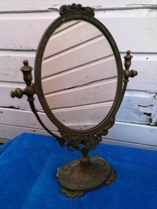 Vintage Antique Brass Dressing Table Mirror