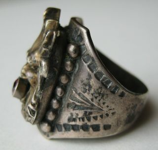 Antique Victorian Sterling Silver Amethyst North Wind Face Vtg Gemstone Ring 9 2