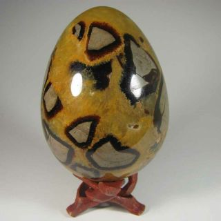 3.  7 " Septarian Dragon Stone Egg Sphere W/ Stand - Madagascar - 1.  4 Lbs.