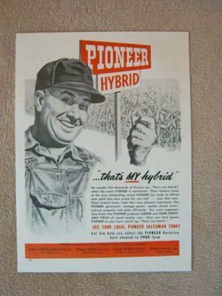 Vintage 1953 Pioneer Hybrid Corn Farmer Farming Print Ad