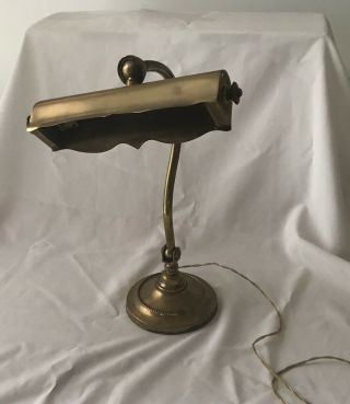 Antique Art Nouveau Brass Articulated Bankers Desk Lamp Table Reading Light