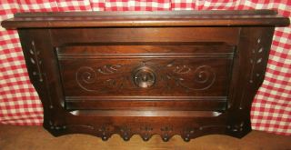 1870s/80s Antique Eastlake Victorian Spoon Carved Wall Shelf
