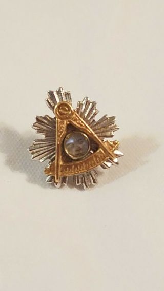 Vintage 14kt.  Gold " Moon Stone " Masonic Past Master Jewel Pin