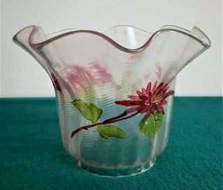 Vintage Victorian Style Hand Painted Glass Lamp Shade,  8.  3 Cm Fit Dia.
