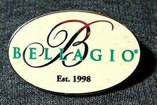 Rare Vintage Lapel Pin Bellagio Casino Las Vegas Media Executive White Enamel