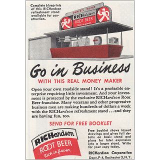 1949 Richardson Root Beer: Go In Business Vintage Print Ad