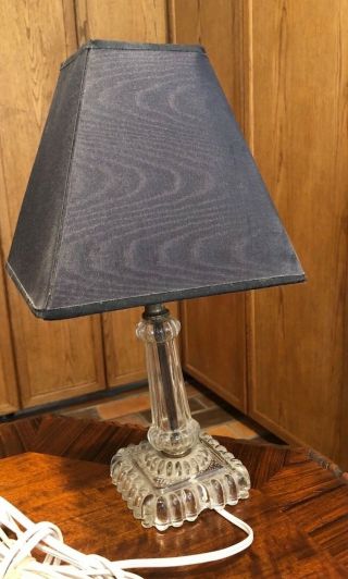 Antique Clear Glass Art Deco Table Lamp With Shade Home Decor Office