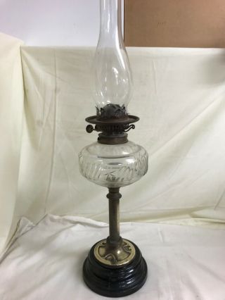 Vintage Art Noveau Brass Oil Lamp By Youngs