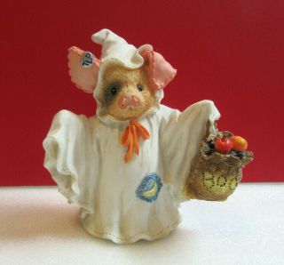 This Little Piggy Squeal With Fright Halloween Ghost Pig Enesco Tlp Figurine