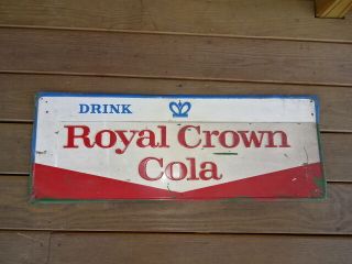 Old Vtg Collectible Royal Crown Cola Advertising Sign Drink Red Blue And White